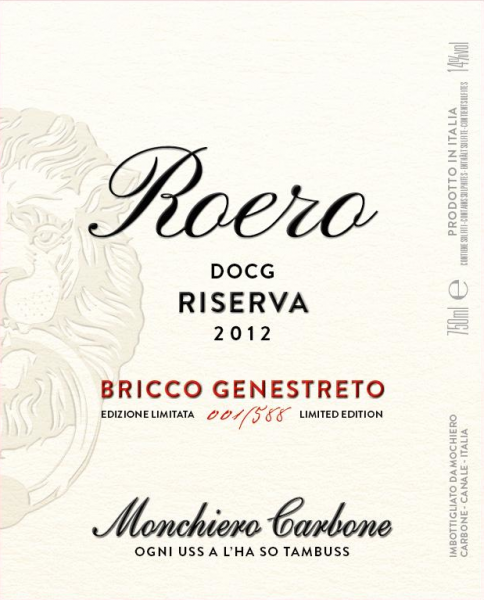 Bricco Genestreto 2012 label