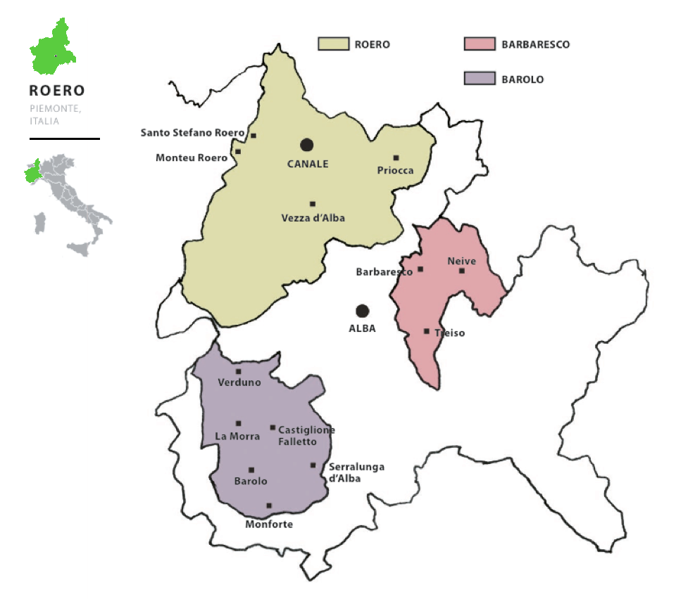 Langhe e Roero map